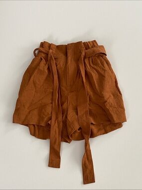 a new day High-Waist Tie-Belt Shorts in Rust Brown